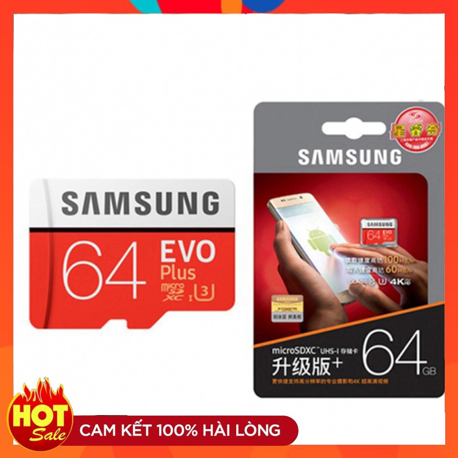 Thẻ nhớ micro SD samsung Evo plus 64GB 100Mbs 4K Video