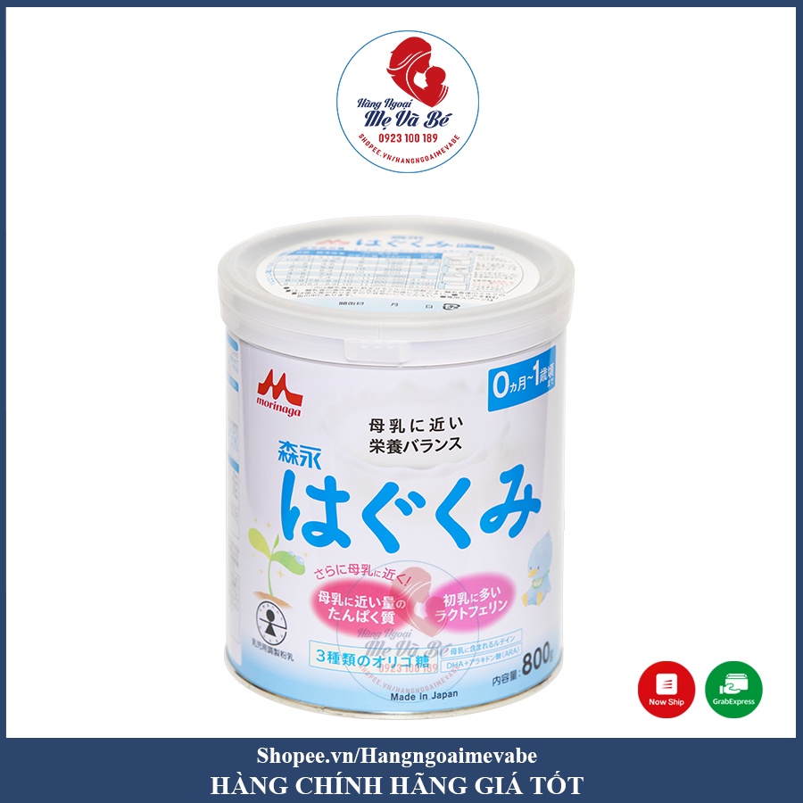 Sữa Morinaga, sữa bột cho bé Nhật Bản 800g [Date T12/2021 - 2022]