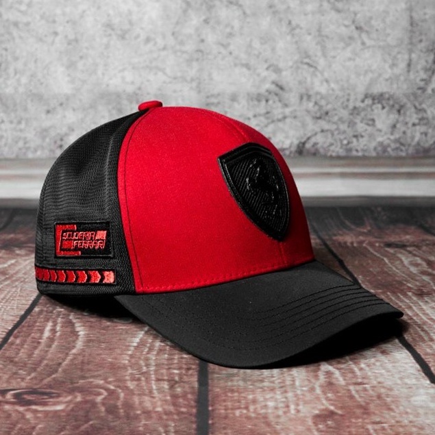NÓN LƯỠI TRAI PUMA FERRARI LOGO CAO SU NỔI CHẤT VẢI COTTON HÀN QUỐC CAO CẤP MÀU ĐỎ ĐEN