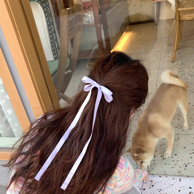 Dây buộc tóc nơ satin đuôi dài 🌸🌸