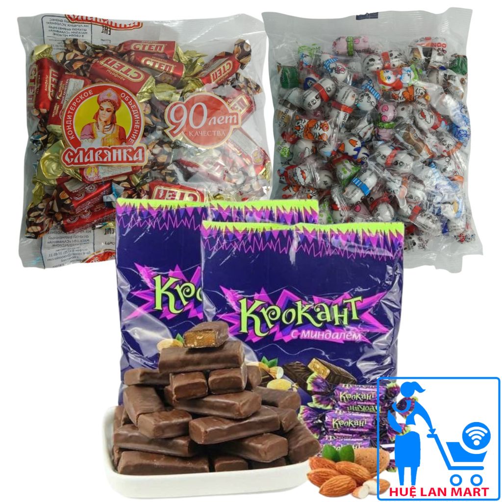 Kẹo cten, gấu Nga Tím Socola Hạnh Nhân Krokant 180/500g