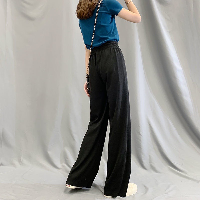 Quần dài nữ ống suông thun tăm Hàn Quốc Quần ống rộng hack chiều cao Junnie Closet