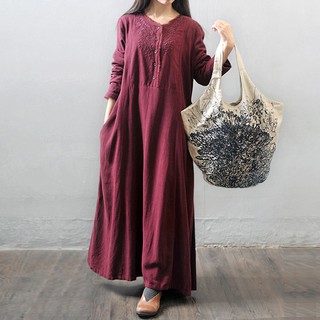 Đầm Dài Phối Ren Có Nút Thời Trang