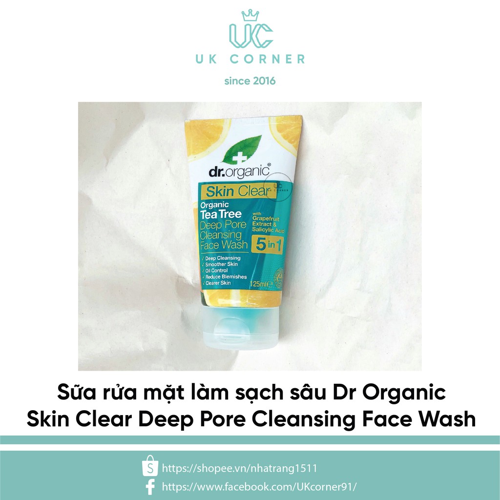 Sữa rửa mặt Dr Organic Face Wash