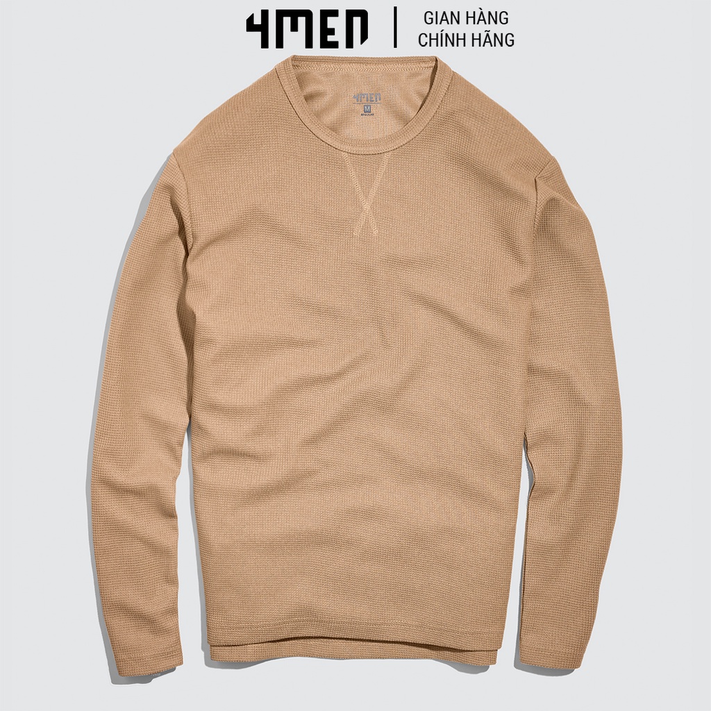 Áo thun dài tay nam trơn 4MEN AT061 cổ tròn, form sweater suông, xẻ lai trẻ trung, vải len cotton đẹp cao cấp, dày dặn | BigBuy360 - bigbuy360.vn
