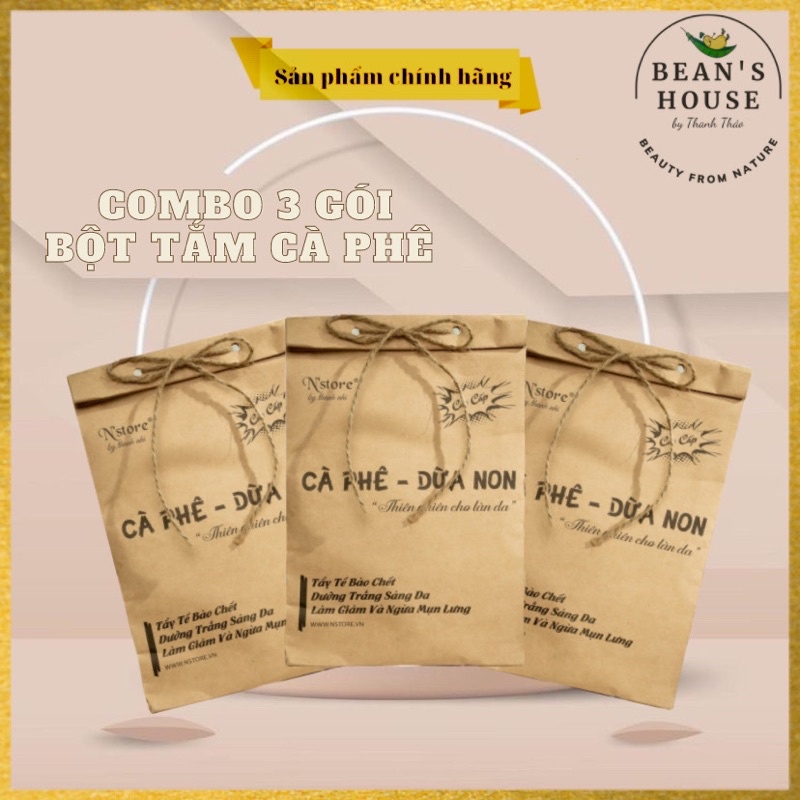 Combo 3 gói bột tắm trắng cà phê dừa N’store