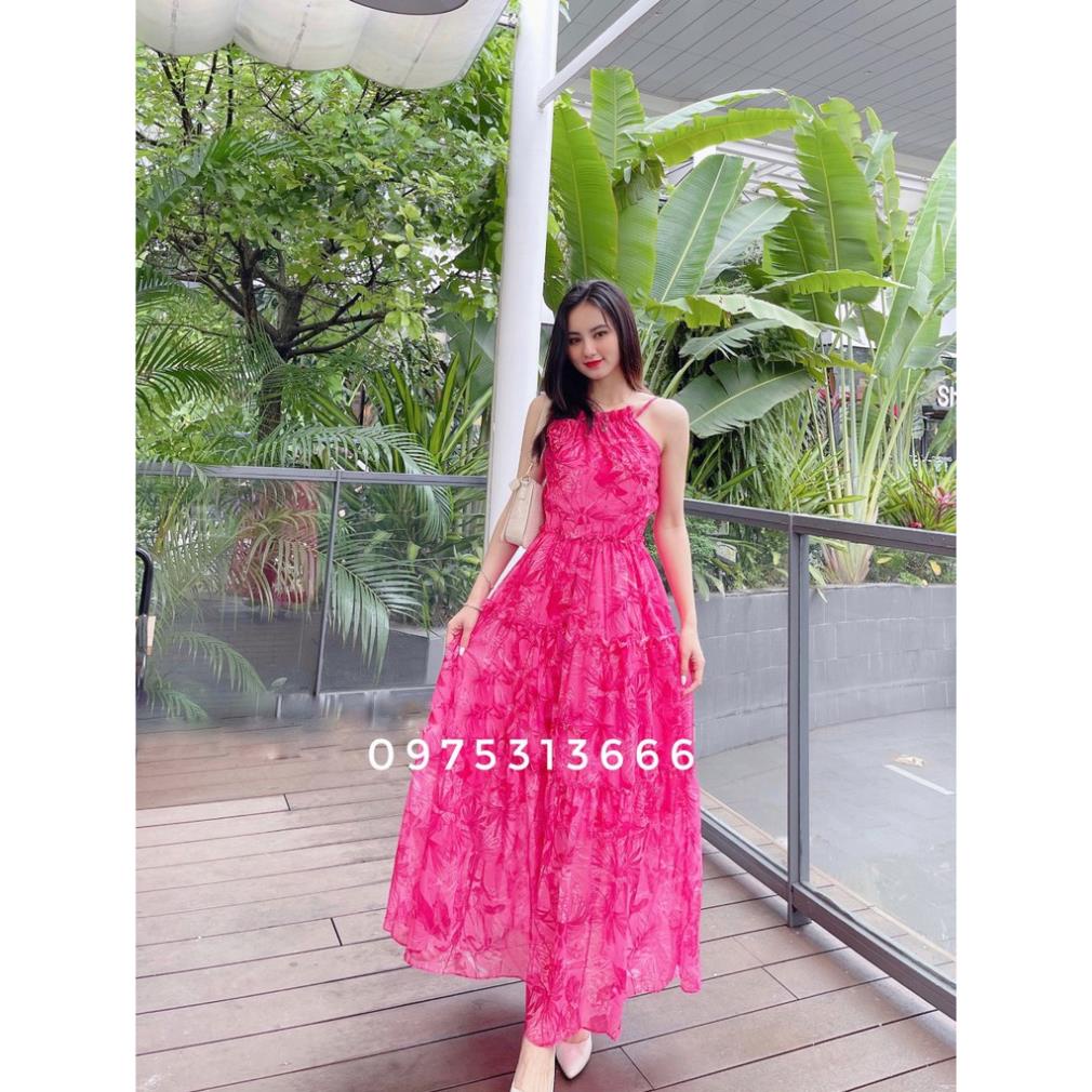 Đầm Cổ Yếm, Váy Maxi Lệch Vai V94, Chất Voan Mềm Mướt, Màu Tím, Xanh Đính Hoa, Cho Dáng Dài Miên Man, Mẫu Mới Hè 2021