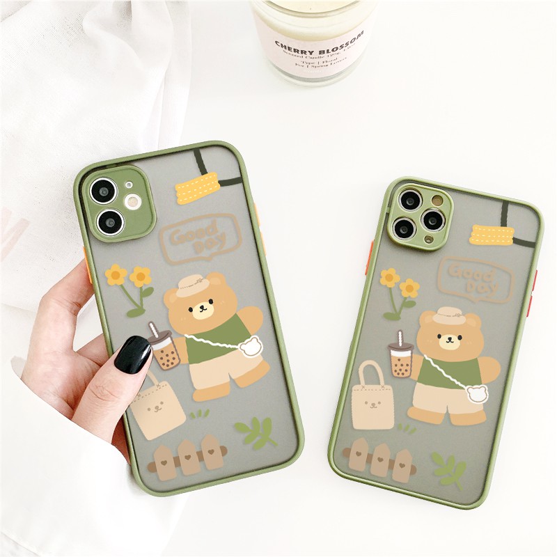 Ốp lưng iphone Gấu Good Day nhám viền nổi cong 5/5s/6/6plus/6s/6splus/7/7plus/8/8plus/x/xr/xs/11/12/pro/max/plus/promax | BigBuy360 - bigbuy360.vn