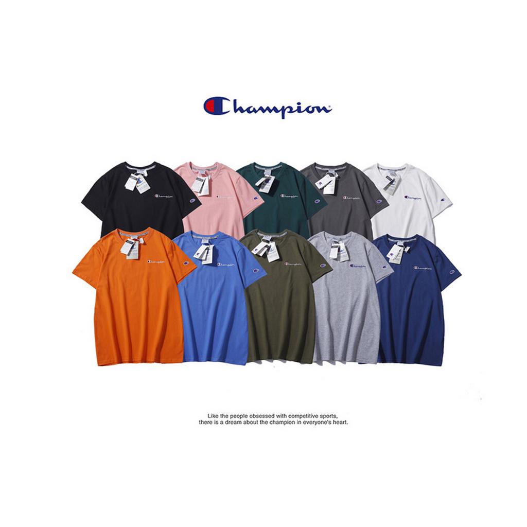 Áo thun cotton cổ tròn ngắn tay thêu chữ champion mẫu 02