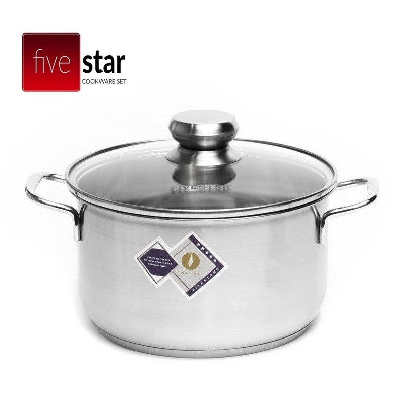 Nồi inox 3 đáy nắp kính FIVESTAR 20cm N20-3DG