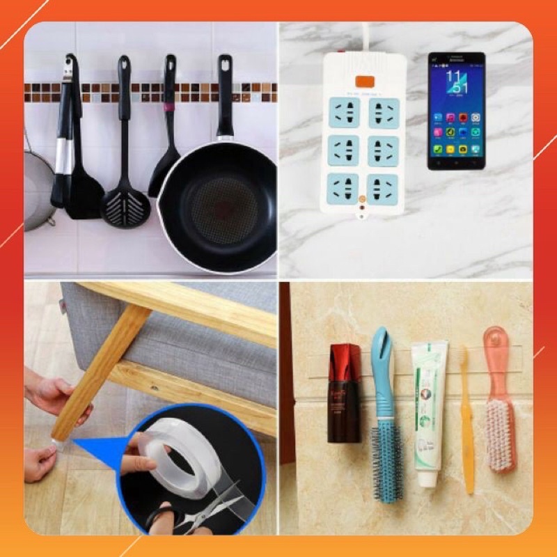 Băng Keo 2 Mặt Trong Suốt Tiện Lợi 5M Siêu Dính Chắc Chắn Siêu Dày