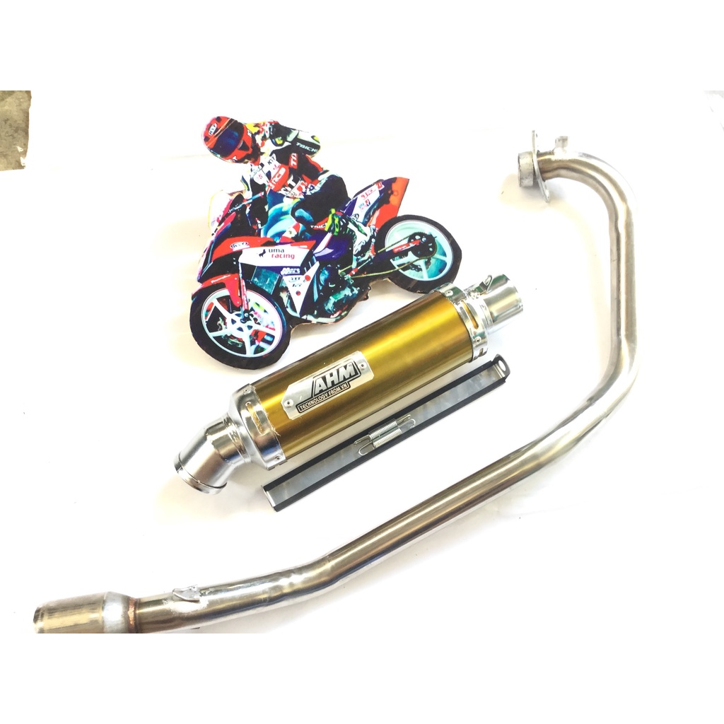 Bộ pô ahm vàng full cổ INOX THẲNG WAVE, SI, CUP, DREAM, EXCITER, WINER, SONIC, RAIDER FI, SATRIA, GSX