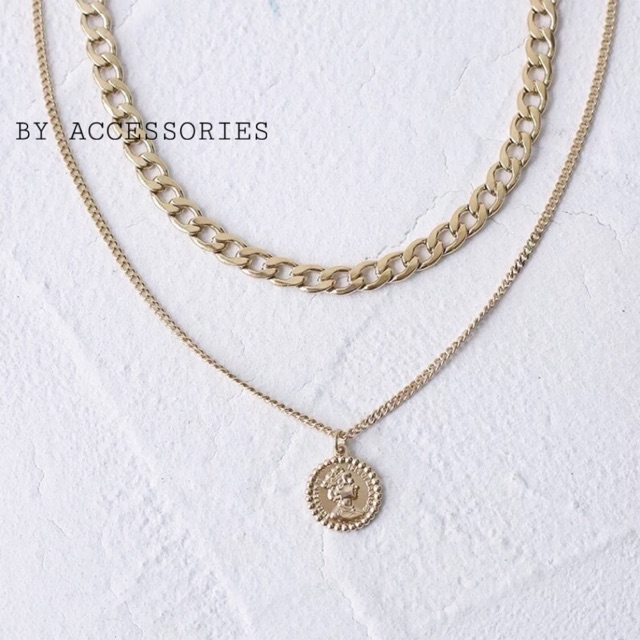Set dây chuyền titan 2 tầng xích rời mặt đồng xu không gỉ