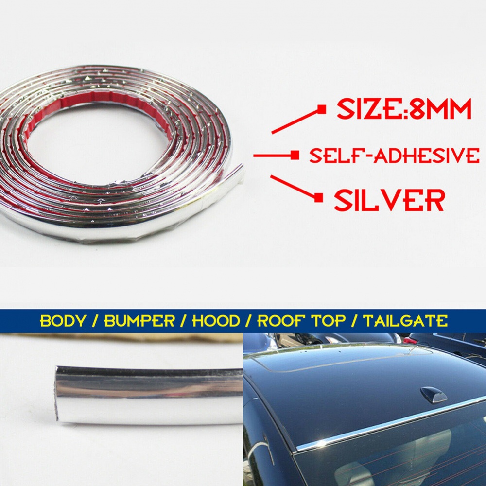 ⚡Hot Sale⚡Chrome Trim Molding 5/16\" Car Roof Door Side Decorate Protector Strip Durable New-ISHOW
