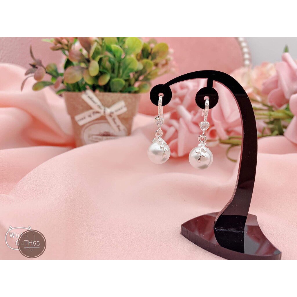 Bông tai móc tim gắn hạt LINH'S MIU SILVER - Bông tai bạc ta