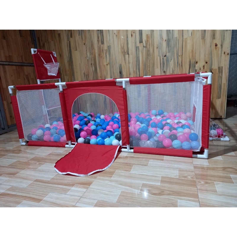 QUÂY CŨI, NHÀ BÓNG CHO BÉ TẶNG KÈM THẢM, 100 BÓNG, 2 TAY NẮM MẪU CÓ KHUNG THÀNH BÓNG ĐÁ