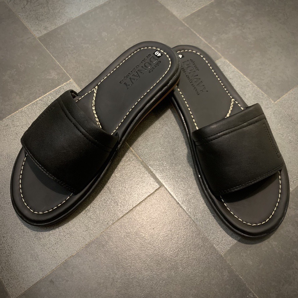 Dép Da Nam Cao Cấp Da Bò Thật 100% Đế Khâu Mặt Đế Lót Da Êm Ái