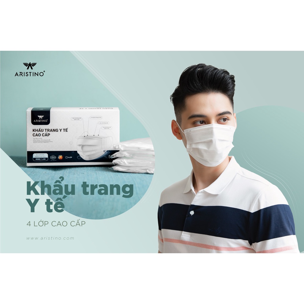 Combo 3 khẩu trang y tế ARISTINO 4 lớp cao cấp kháng khuẩn