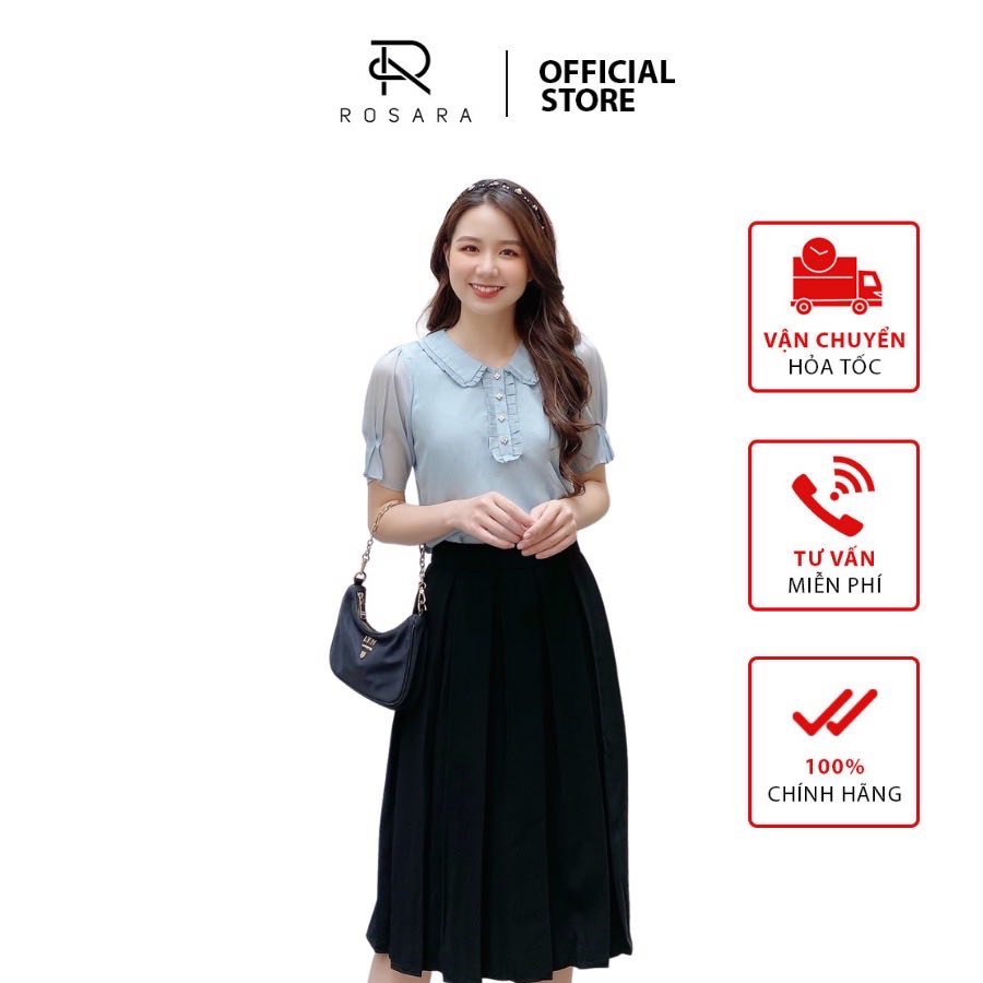 Chân váy dáng xòe tiểu thư dáng dài thời trang nữ ROSARA GG03 | BigBuy360 - bigbuy360.vn