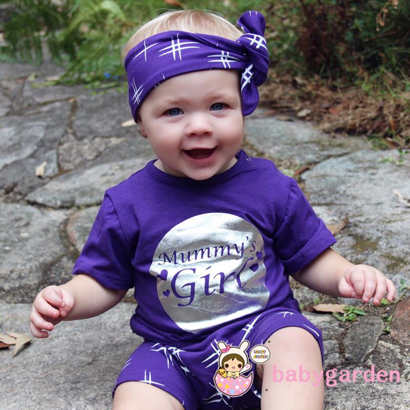 Set áo thun ngắn tay in chữ + quần short cho bé gái