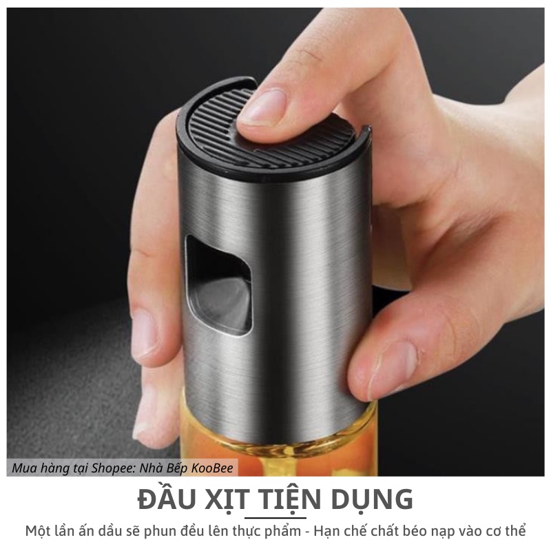 Bình xịt dầu ăn dạng phun sương nắp inox cao cấp dung tích 100ml - Phụ kiện nồi chiên không dầu KooBee (NB09)