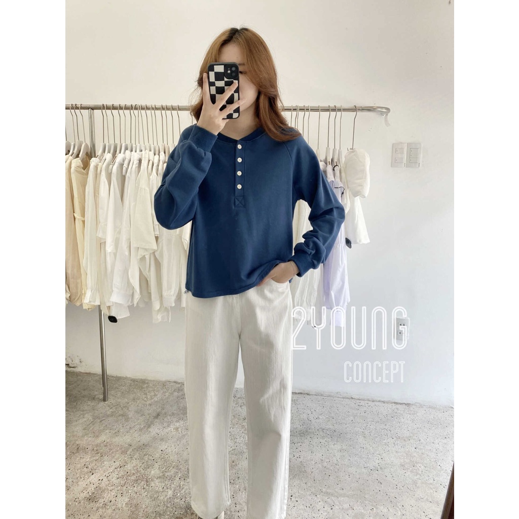 [2YOUNG] [ẢNH THẬT SHOP CHỤP] Áo sweater hàng nút, 6 nút trắng A919