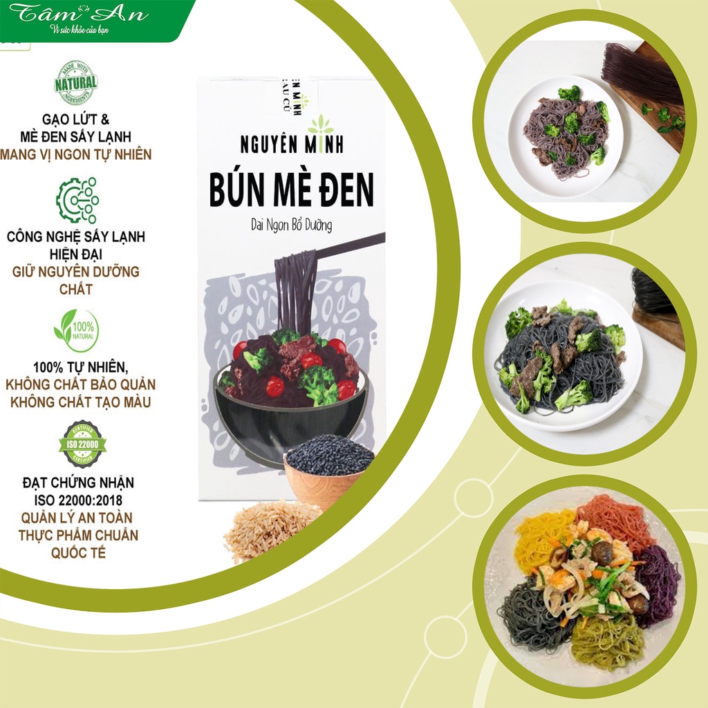 Bún/ Mì MÈ ĐEN Nguyên Minh (Moris) - hộp 300g - Mỗi cọng bún 1 cọng rau,dai ngon bổ dưỡng, phù hợp cho cả Bé và gia đình