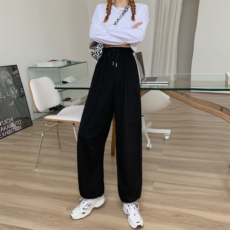 COZOK Quần Dài Lưng Cao Ống Rộng Phối Dây Rút Thời Trang Trẻ Trung Dễ Phối Đồ