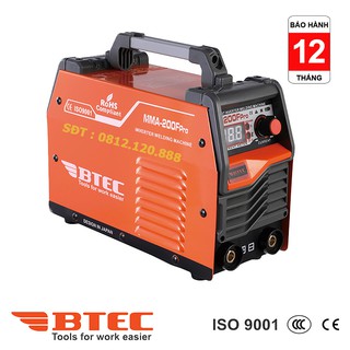 Máy hàn điện tử mini Btec mã MMA-200F Pro : Có đồng hồ hiển thị dòng hàn, đầy đủ phụ kiện, quà tặng 1 đôi găng tay da