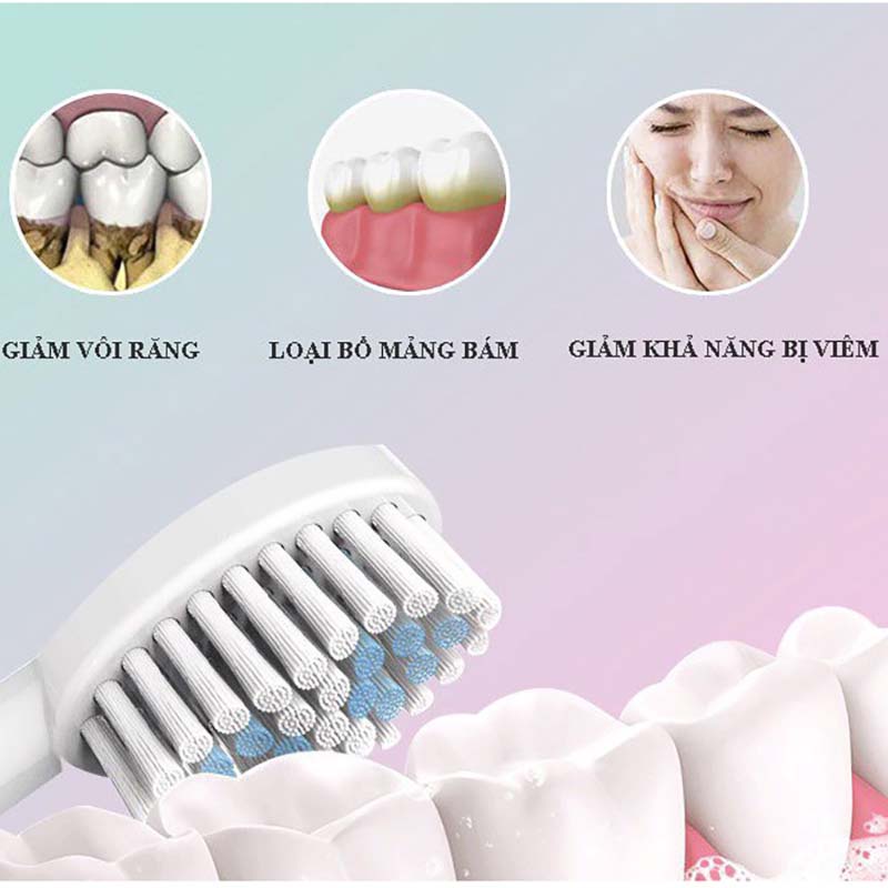Bàn Chải Điện Tự Động 5 in 1 Cao Cấp JIALAIYA X100 Tẩy Trắng Răng Máy Đánh Răng Lông Mềm Cho Bé Tặng 5 Đầu Bàn Chải Điện