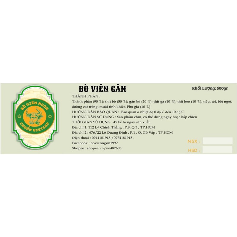 Bò viên GÂN PTV 500gr - đạt chuẩn VietGap