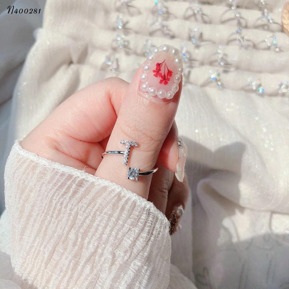 Nhẫn chữ cái đính đá , bạc 925 cao cấp sáng bóng , đủ chữ - ĐẠI PHÁT