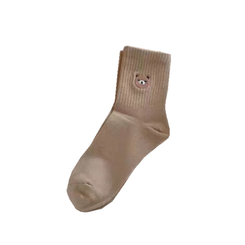 Vớ Cotton Cổ Vừa Màu Cà Phê Họa Tiết Hoạt Hình Phong Cách Nhật Bản Thời Trang Cho Nữ