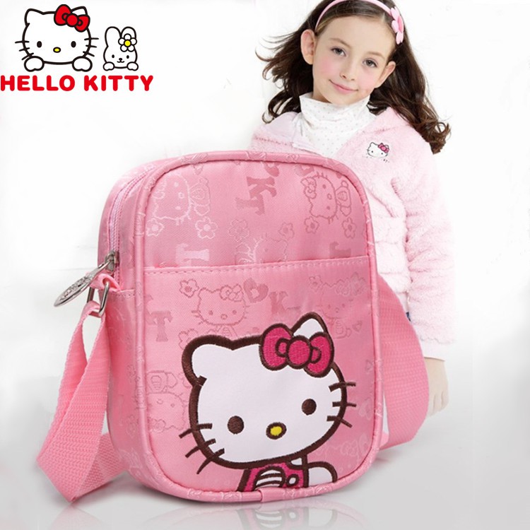 Túi xách đeo vai hình vuông họa tiết hoạt hình Hello Kitty dễ thương dành cho bé gái