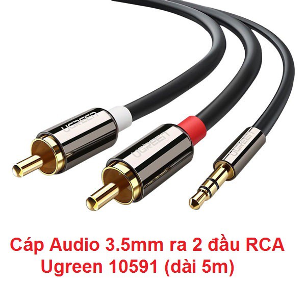 Cáp Audio 3.5mm ra 2 đầu RCA Ugreen 10591 (dài 5m)