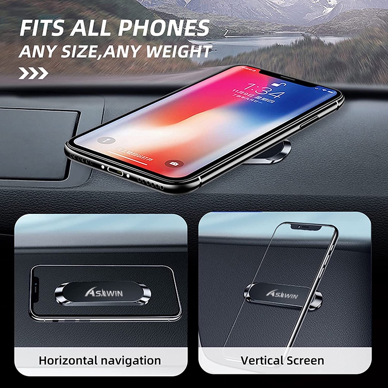 Giá đỡ điện thoại ASAWIN nam châm siêu mạnh với tấm kim loại gắn bảng điều khiển xe hơi phù hợp với mọi điện thoại