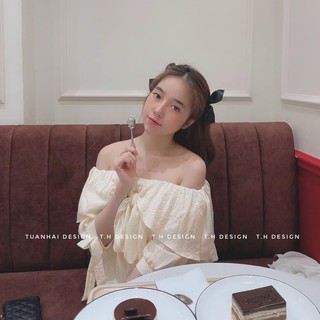 Áo trễ vai thắt nơ chất xốp