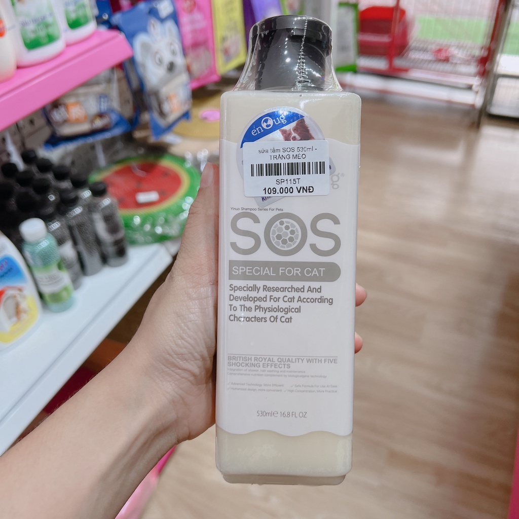 (loại xịn chuẩn công ty) sữa tắm SOS 530ml cho chó mèo - Có tem