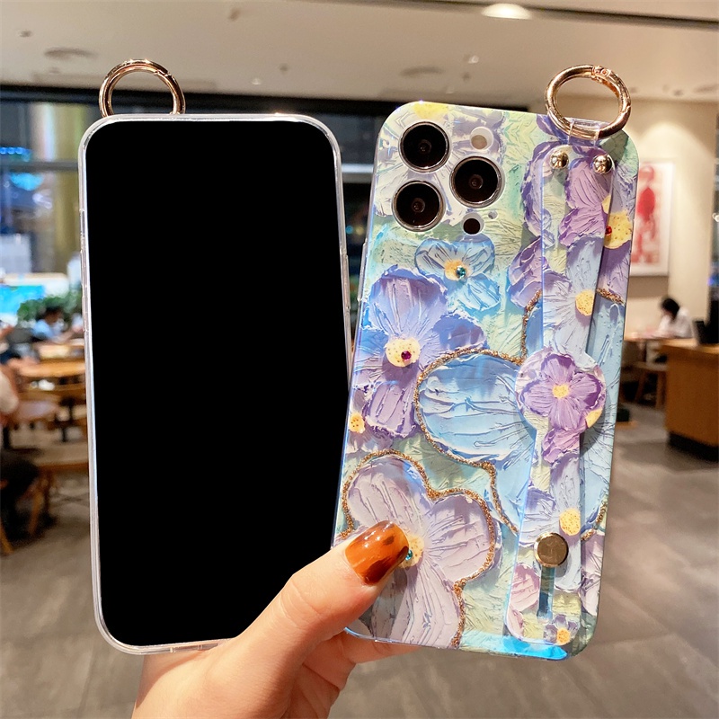 Ốp Điện Thoại Mềm Họa Tiết Tranh Sơn Dầu Nền Xanh Dương Cho iPhone 13 / 12 Pro Max iP11