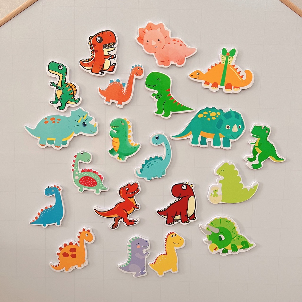 Bộ khủng long có nam châm dùng cho bảng từ hoặc dán tủ lạnh, sticker cho bé