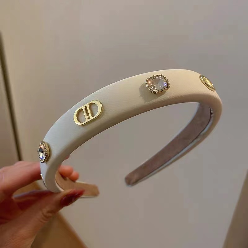 Băng Đô Cài Tóc Xốp Đính Kim Cương Chữ D Đơn Giản Thời Trang Hàn Quốc Cho Nữ