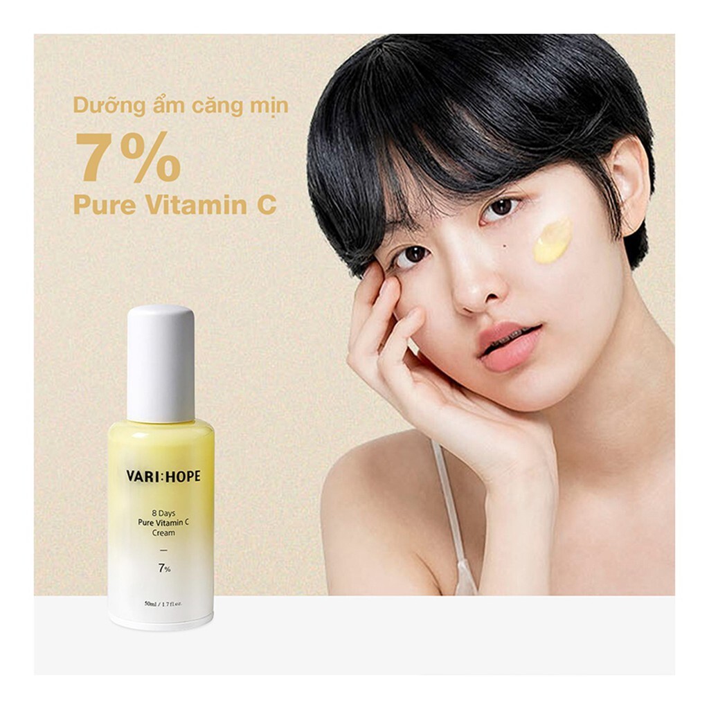 KEM DƯỠNG Trắng Da Trong 8 Ngày VARIHOPE 8 Days Pure Vitamin C Cream 50ml