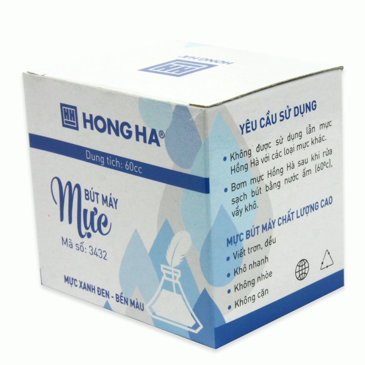 Mực Viết Bút Máy Hồng Hà Xanh Đen Mã số 3432 Dung Tích (60ml)