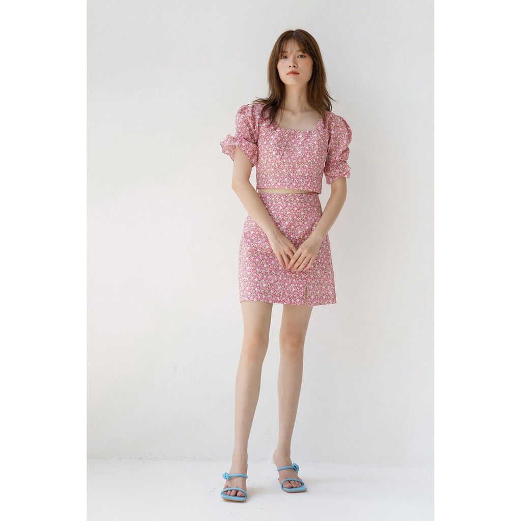 Chân váy chữ A xẻ trước (Hoa)_MONOTALK B20001TK | BigBuy360 - bigbuy360.vn