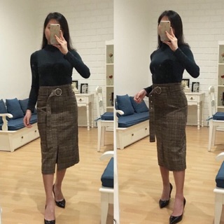 (Ảnh thật) - Chân váy bút chì kẻ sọc kèm nịt eo (Size S,M,L)