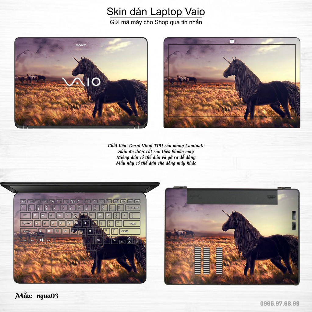 Skin dán Laptop Sony Vaio in hình Con ngựa (inbox mã máy cho Shop)