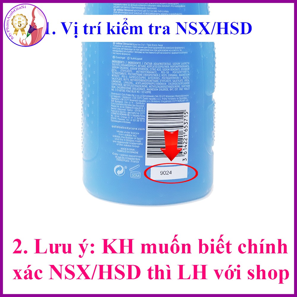 Dầu gội sữa tắm sữa rửa mặt Adidas 3 trong 1 tắm gội toàn thân 400ml Châu Âu