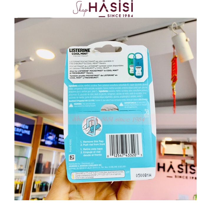 MIẾNG NGẬM THƠM MIỆNG LISTERINE Cool Mint Pocketpaks Breath Strips (3 hộp x 24 miếng xanh ngọc)
