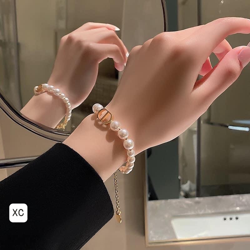 Sét 3 món dây chuyền , khuyên tai , lắc tay hạt trai  sang chảnh thanh lịch hot trent