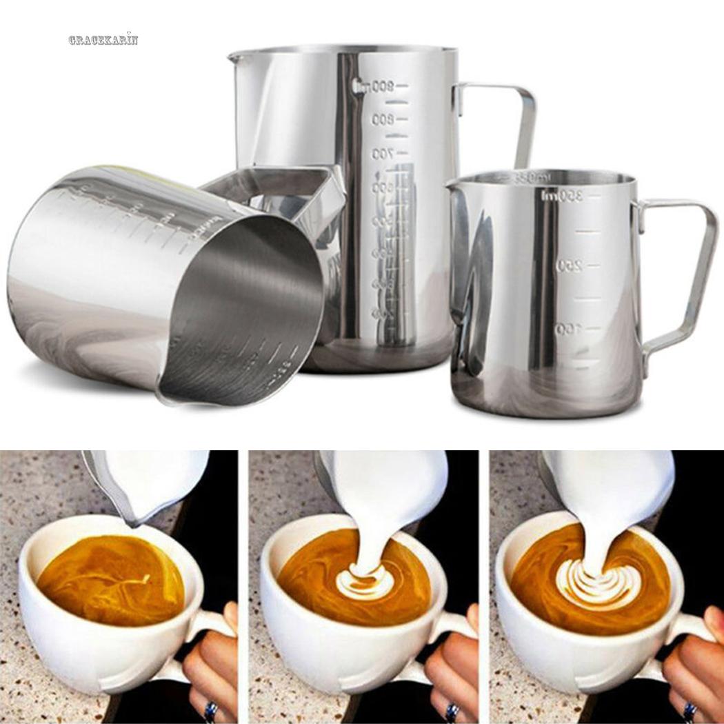 Home & Living  Latte Espresso Frothing Scale Jug Pot Tank Stainless Steel